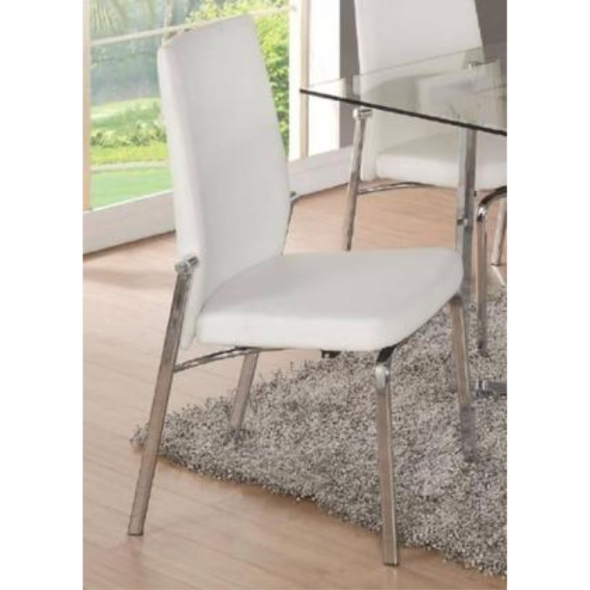 White Chrome Metal Dining Chair Set of 2 A440574