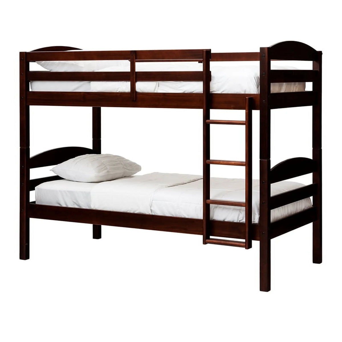 Twin-over-Twin Solid Wood Bunk Bed Frame in Espresso E755055