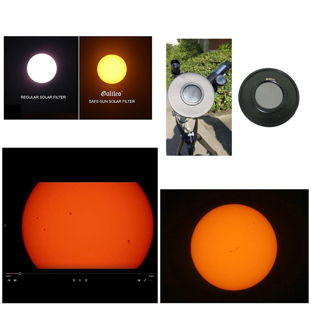 Black Tracker Reflector Telescope with Solar Filter Cap and Smart Phone Adapter C90266