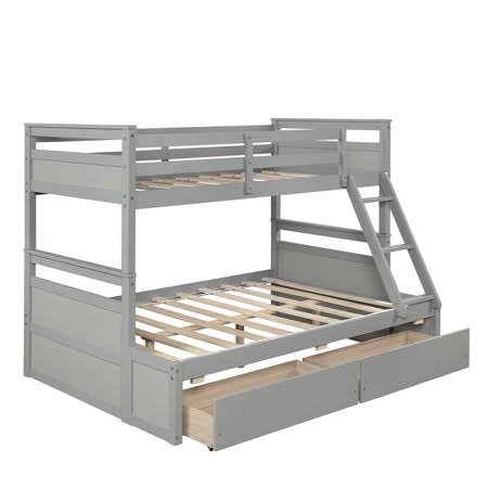 Gray Twin Over Full Bunk Bed with Storage Z8063