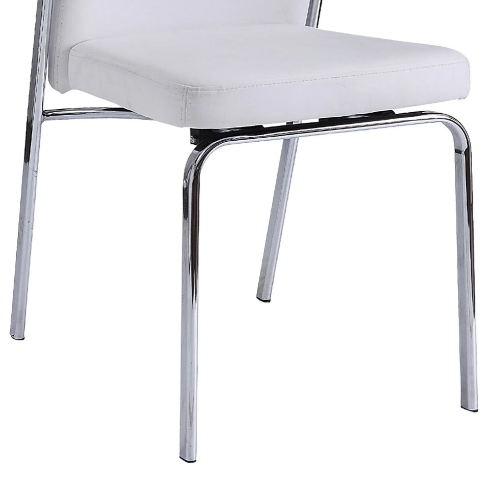 White Chrome Metal Dining Chair Set of 2 A440574