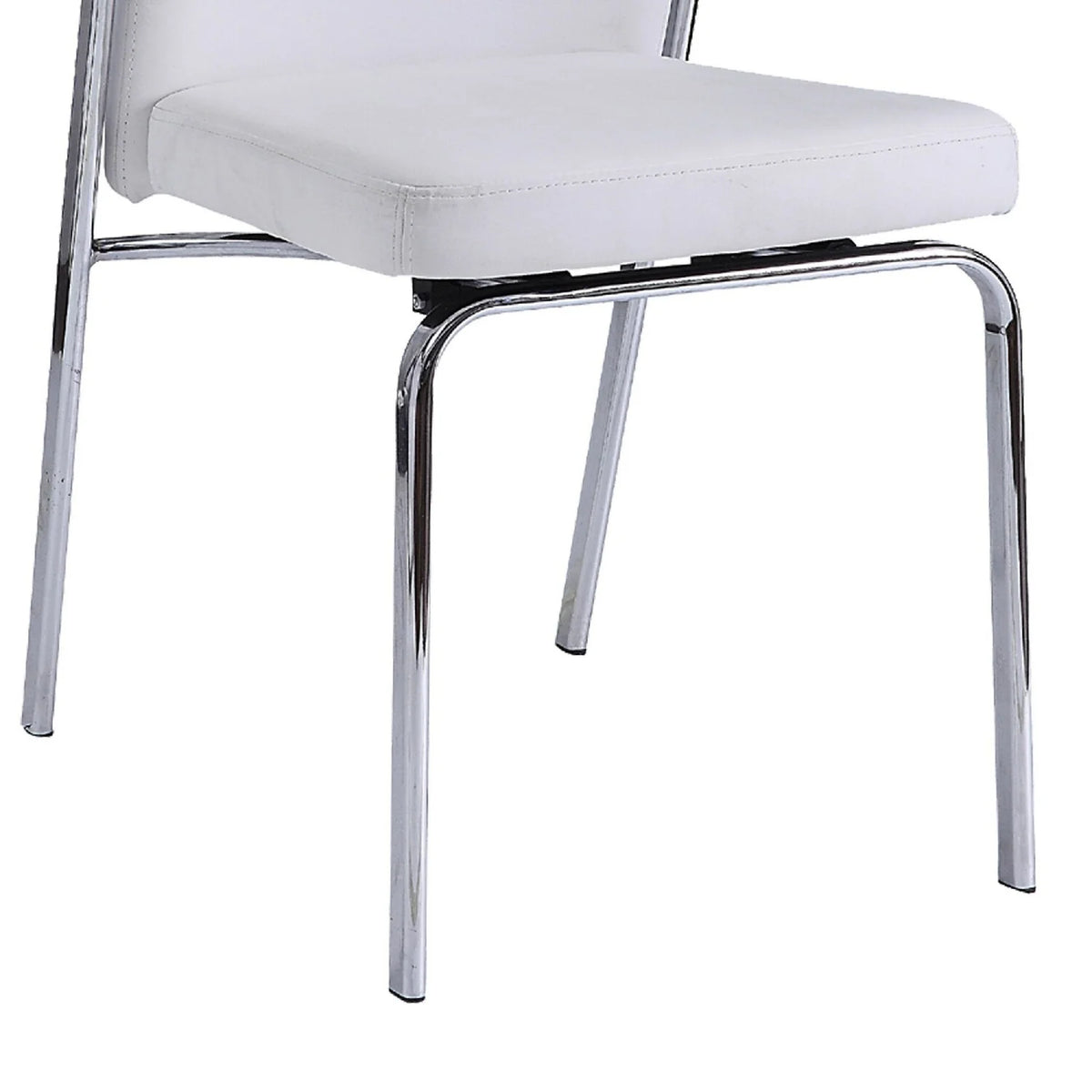White Chrome Metal Dining Chair Set of 2 A440574