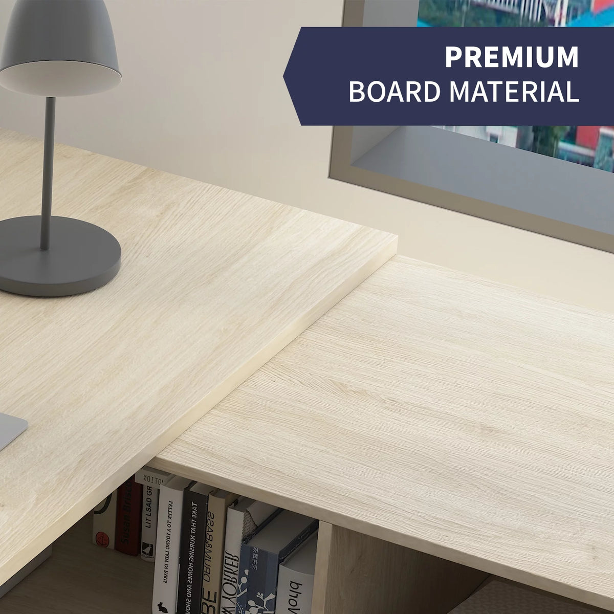 L Shape Desk with Reversible Storage Shelves A48483