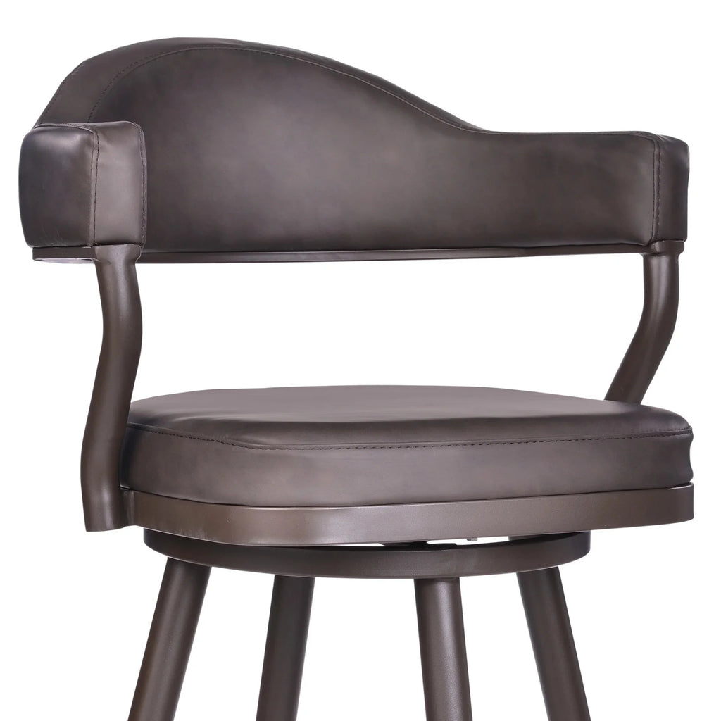 Vintage Brown Faux Leather & Iron Swivel Bar Height Chair M95726