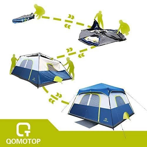 4/6/8/10 Person Instant Pop Up Camping Tent with Top Rainfly E9325