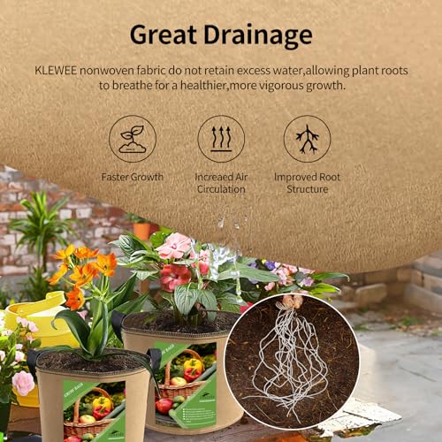 6 Pcs 5 Gallon Heavy Duty Nonwoven Fabric Grow Bags with Handles E676