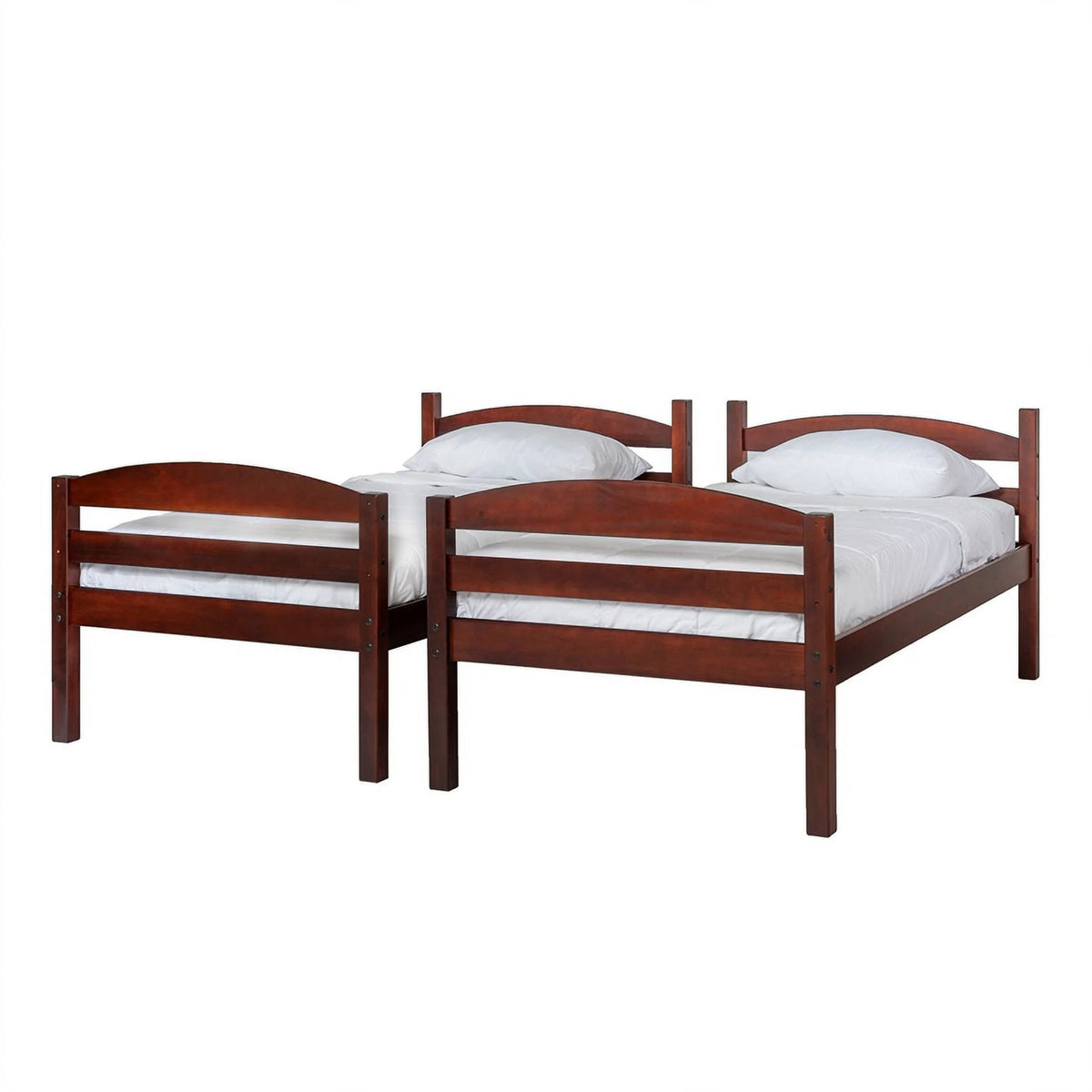 Twin-over-Twin Solid Wood Bunk Bed Frame in Espresso E755055