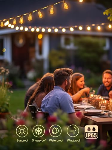 50Ft Waterproof Outdoor String Lights with 27 Vintage Shatterproof LED Edison Bulbs S563158