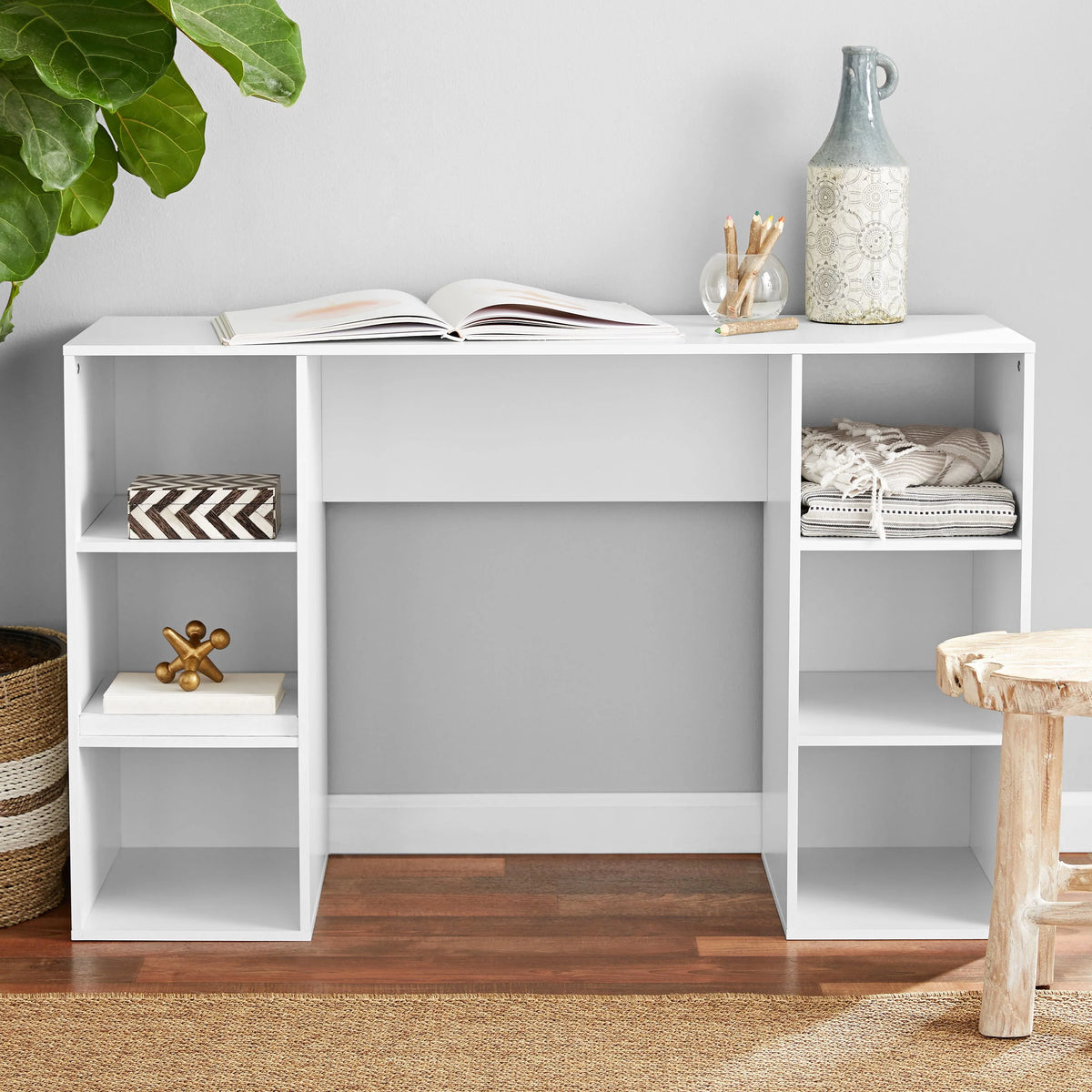 White 6-Cube Storage Computer Desk I1263
