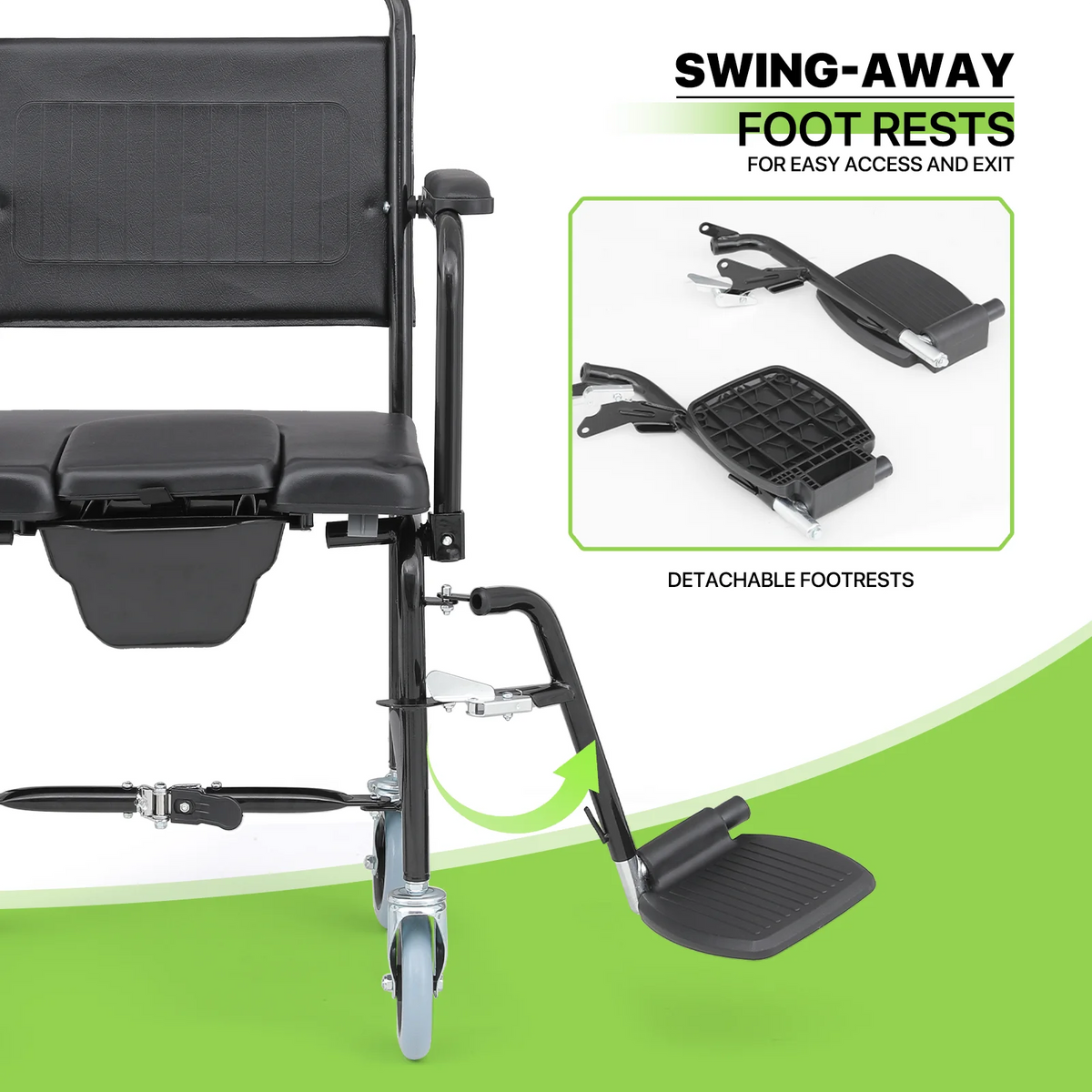 Commode Chair with Flip Up Armrests and 2 Locking Wheels F4809